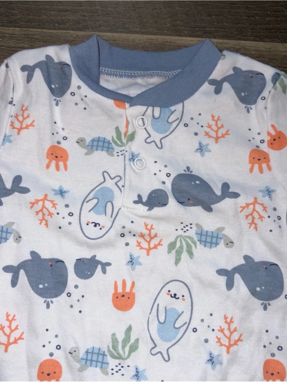 Duck Duck Goose Baby Romper Boy Blue White Sea‎ Animals NEW Size 6-9 M Months